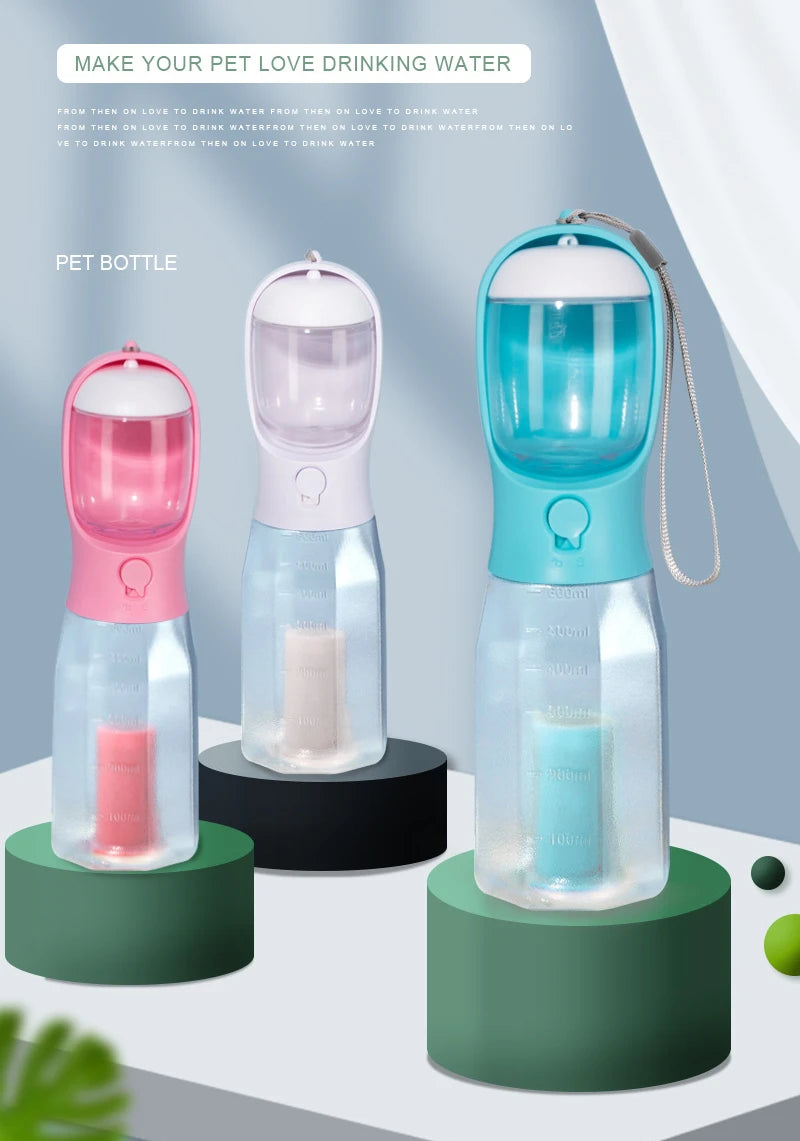 600ml Portable Dog Water Bottle with Poop Bag Dispenser Pet Feeder for Cat Dog Bowl Outdoor Puppy Drinking Bowl Food Container