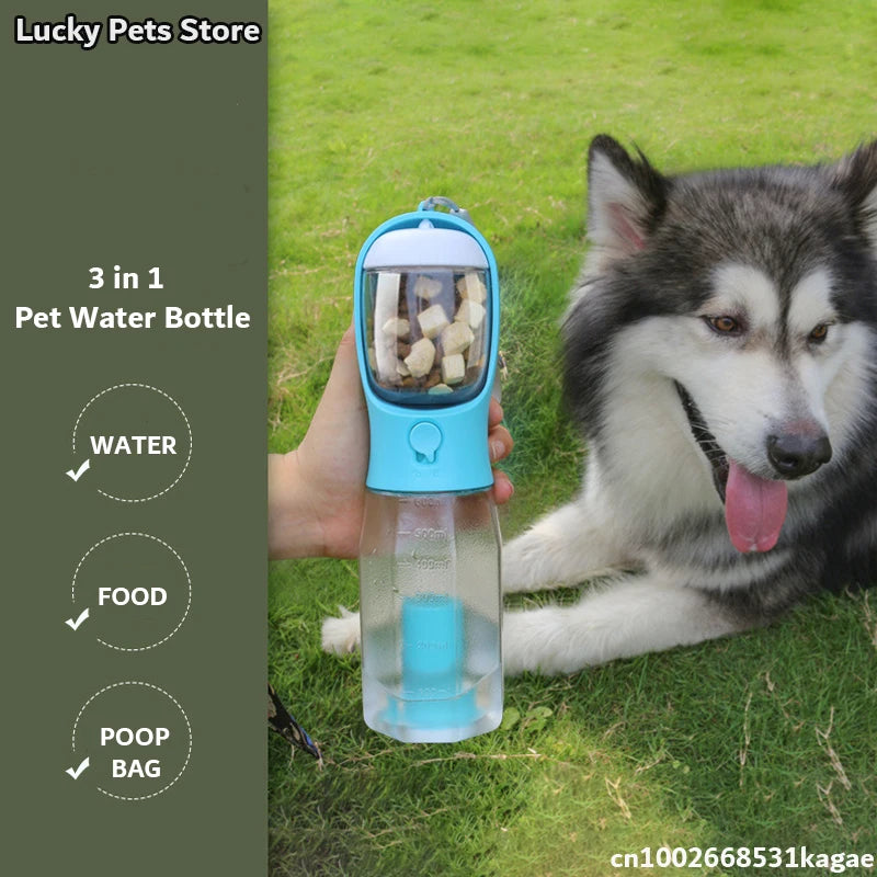 600ml Portable Dog Water Bottle with Poop Bag Dispenser Pet Feeder for Cat Dog Bowl Outdoor Puppy Drinking Bowl Food Container