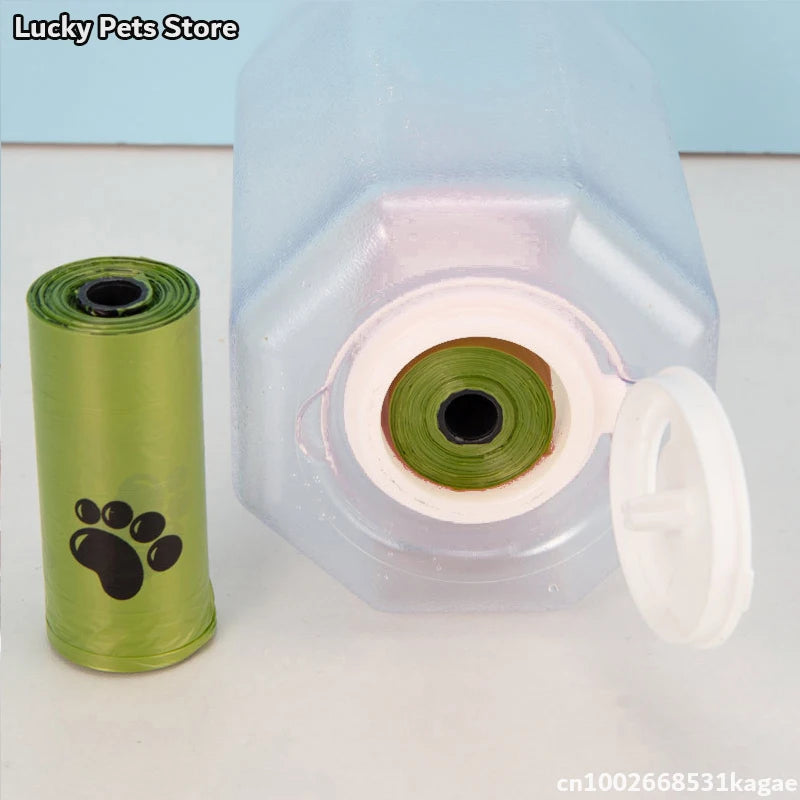 600ml Portable Dog Water Bottle with Poop Bag Dispenser Pet Feeder for Cat Dog Bowl Outdoor Puppy Drinking Bowl Food Container