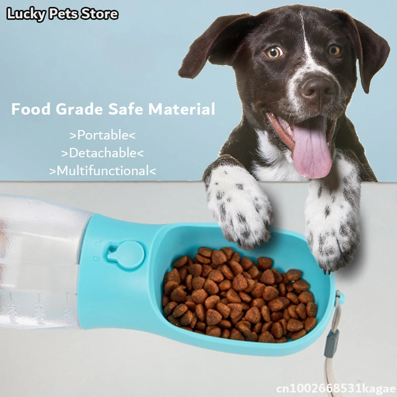 600ml Portable Dog Water Bottle with Poop Bag Dispenser Pet Feeder for Cat Dog Bowl Outdoor Puppy Drinking Bowl Food Container