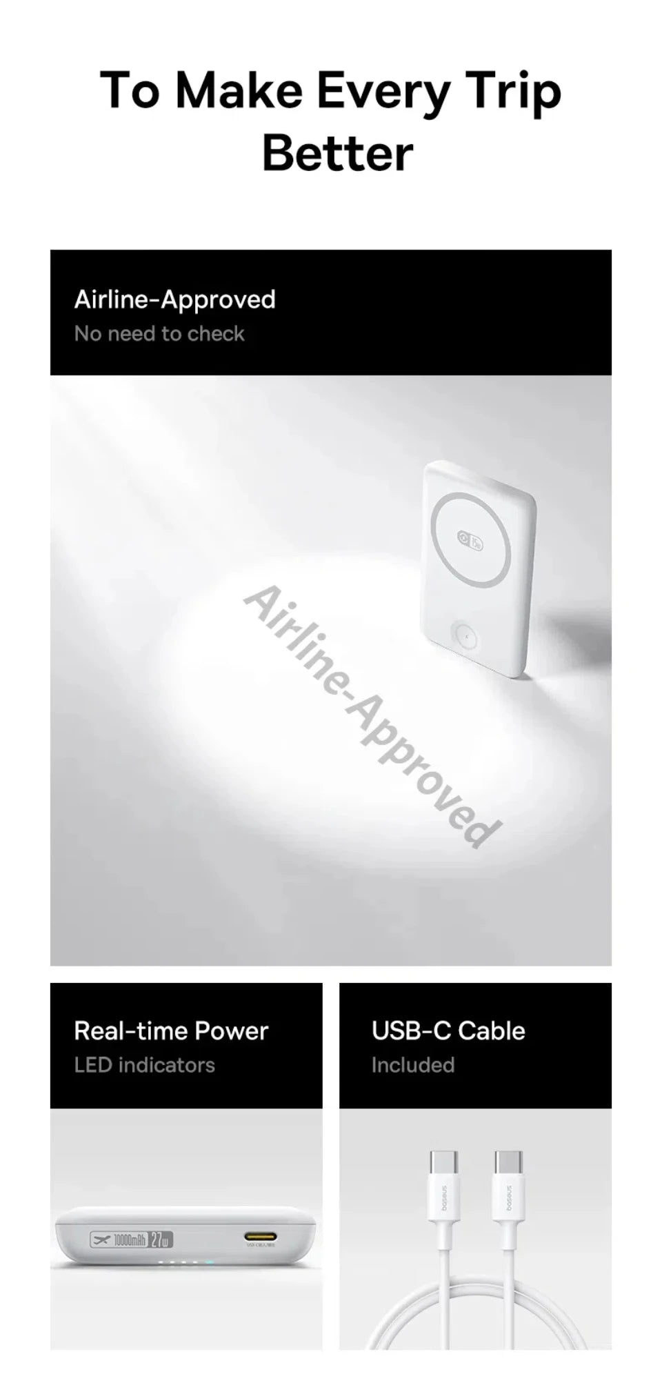 Baseus 27W Magnetic Power Bank 10000mAh 15W Wireless Charging External Battery For iPhone iWatch AirPods Samsung Xiaomi Poco